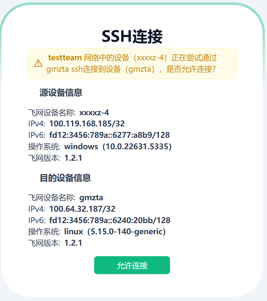 飞网SSH认证